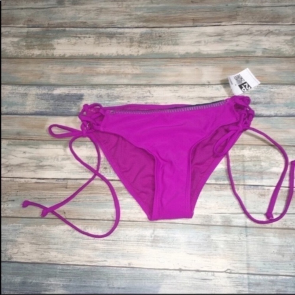 Xhilaration Purple Tie Side Bikini Bottoms Women’s Small String Swim Vibrant - Picture 2 of 5